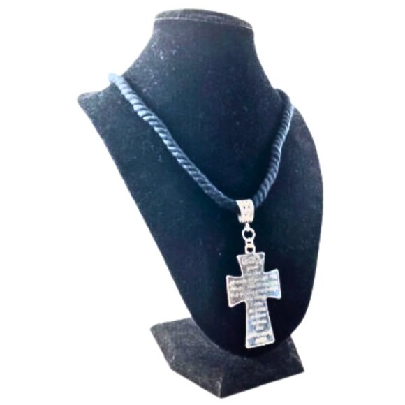 Serenity Prayer Cross Twisted Textile Necklace - Picture 6 of 8